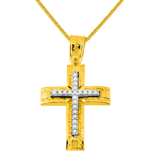 Χρυσός βαπτιστικός σταυρός Κ14 με αλυσίδα